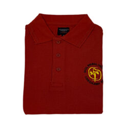 Crested red sports polo